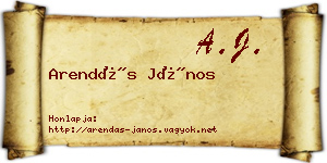 Arendás János névjegykártya